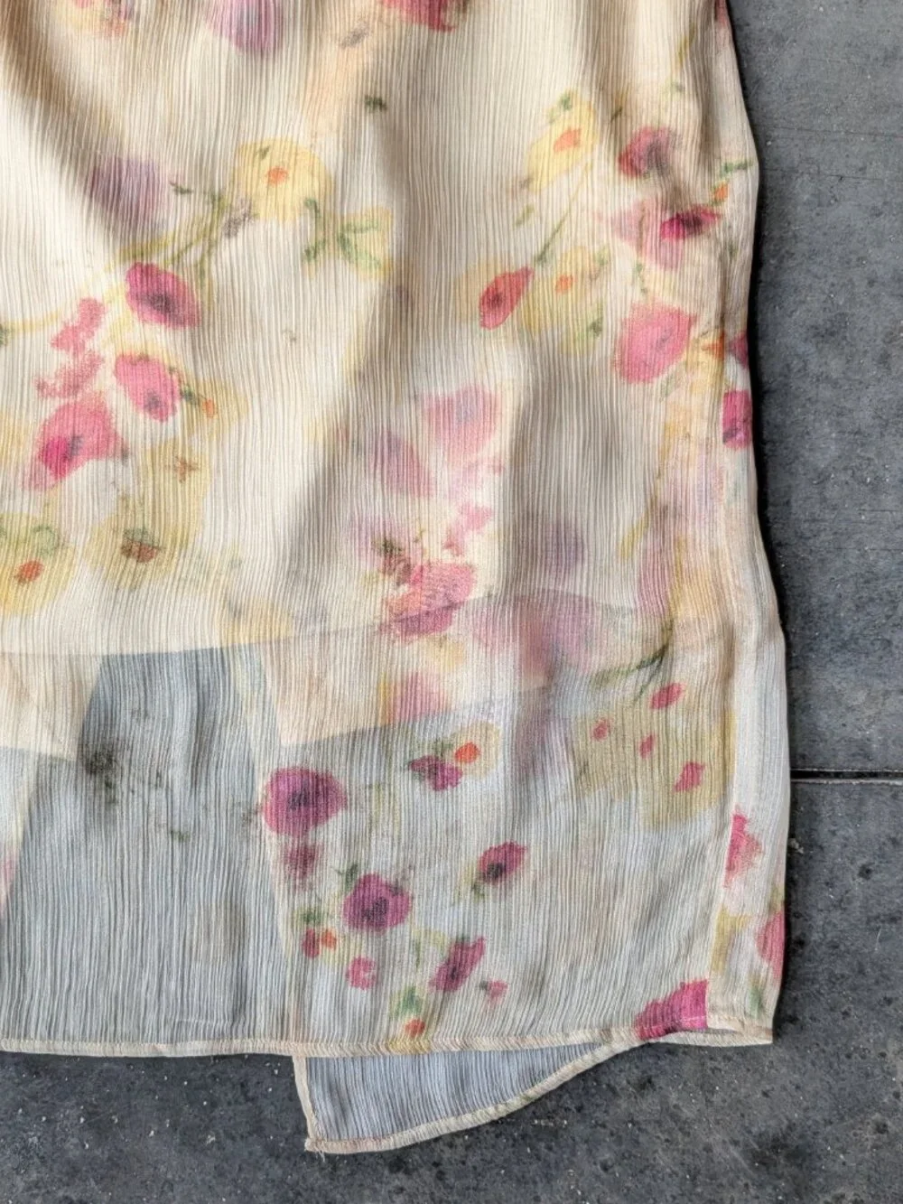 Zara ZW Collection Yellow Satin Chiffon Floral Midi Skirt Coquette Feminine